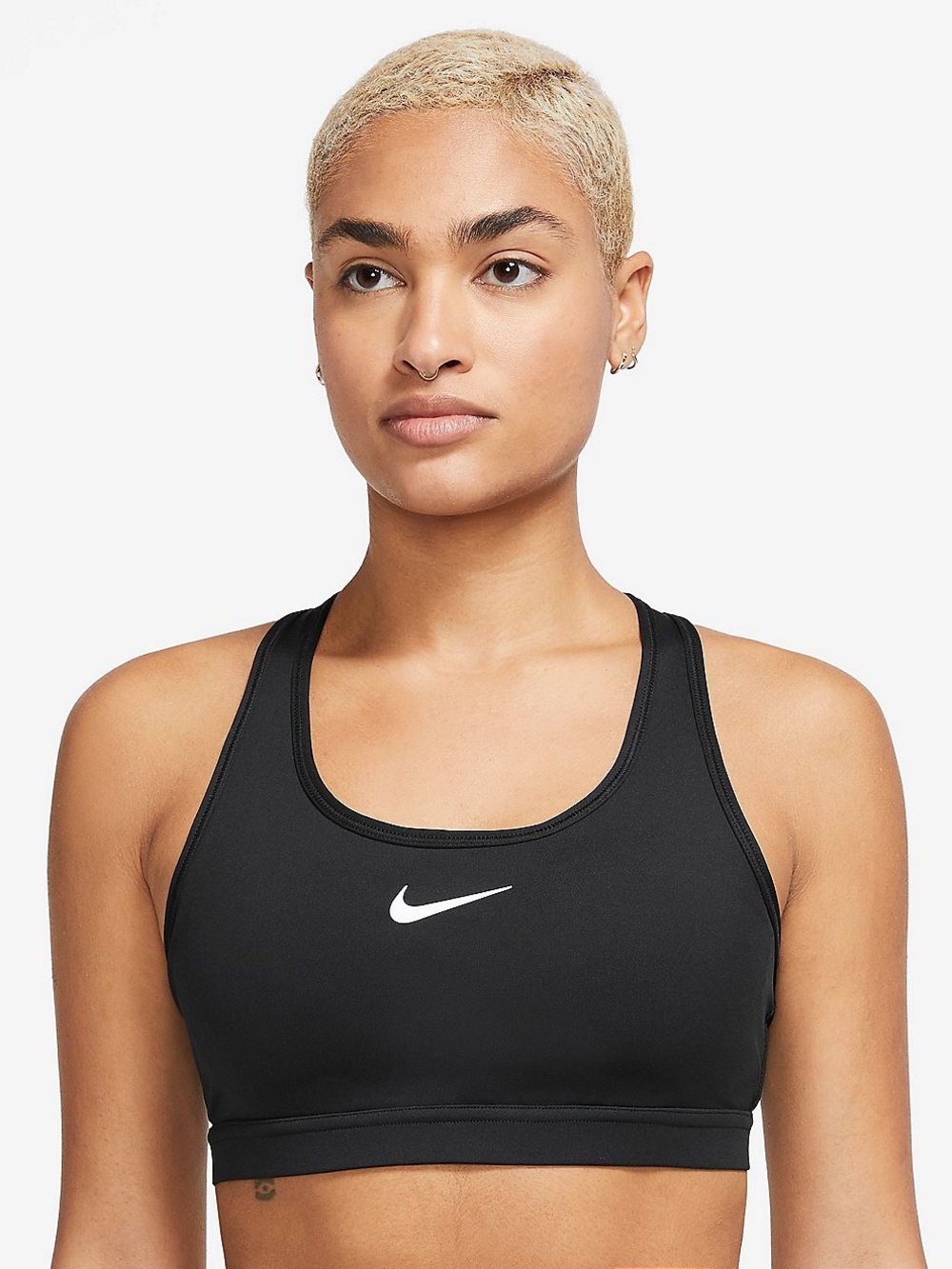 NWT Nike Swoosh Sports Bra XL Black Racerback Medium Support Workout Bra